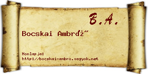 Bocskai Ambró névjegykártya